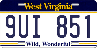 WV license plate 9UI851