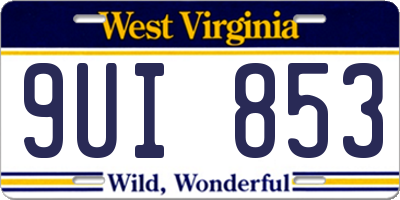 WV license plate 9UI853