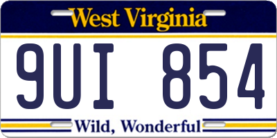 WV license plate 9UI854