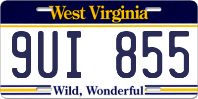 WV license plate 9UI855