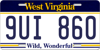 WV license plate 9UI860