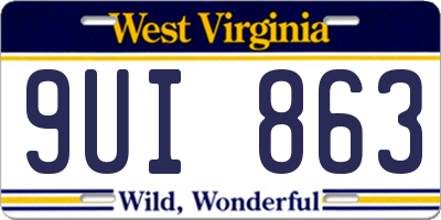 WV license plate 9UI863