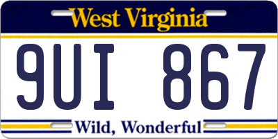 WV license plate 9UI867