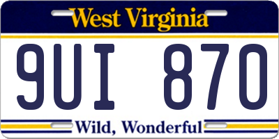 WV license plate 9UI870