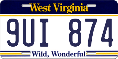 WV license plate 9UI874