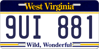 WV license plate 9UI881