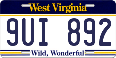 WV license plate 9UI892
