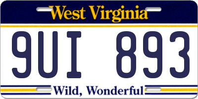 WV license plate 9UI893