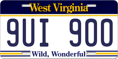 WV license plate 9UI900