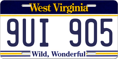 WV license plate 9UI905