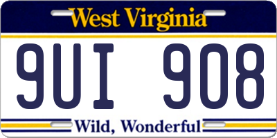 WV license plate 9UI908