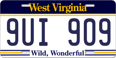 WV license plate 9UI909