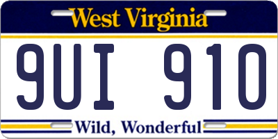 WV license plate 9UI910
