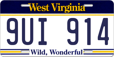 WV license plate 9UI914