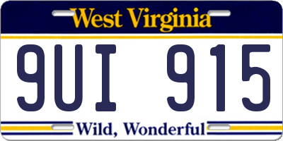 WV license plate 9UI915