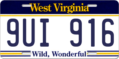 WV license plate 9UI916