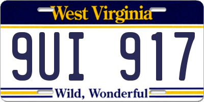 WV license plate 9UI917