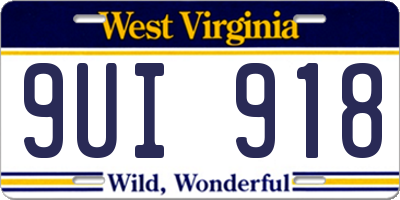 WV license plate 9UI918