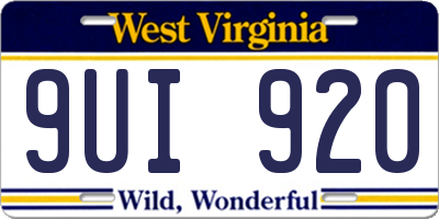 WV license plate 9UI920