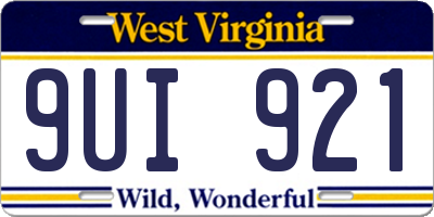 WV license plate 9UI921
