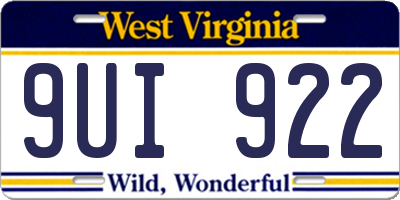 WV license plate 9UI922