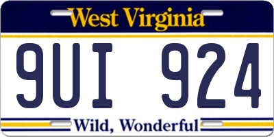 WV license plate 9UI924