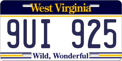 WV license plate 9UI925