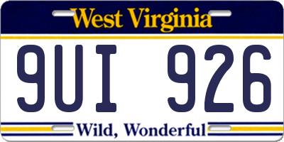 WV license plate 9UI926