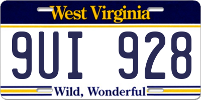 WV license plate 9UI928