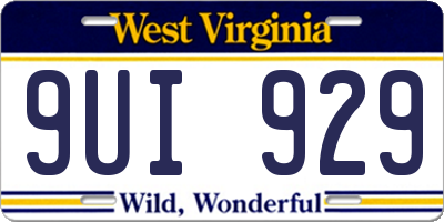 WV license plate 9UI929