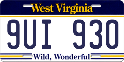 WV license plate 9UI930