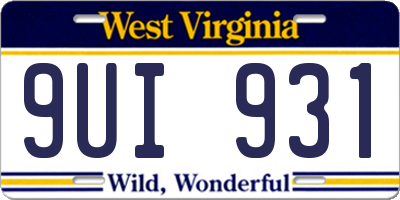 WV license plate 9UI931