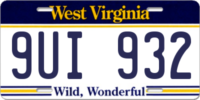 WV license plate 9UI932