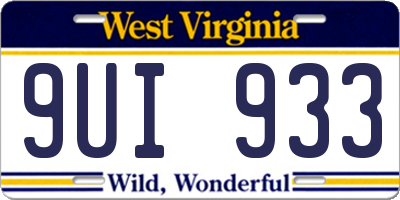 WV license plate 9UI933