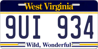 WV license plate 9UI934