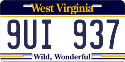 WV license plate 9UI937