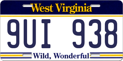 WV license plate 9UI938
