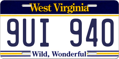 WV license plate 9UI940