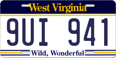WV license plate 9UI941