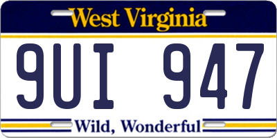 WV license plate 9UI947