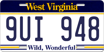WV license plate 9UI948