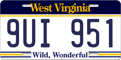 WV license plate 9UI951