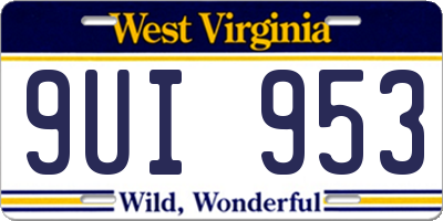 WV license plate 9UI953