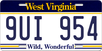 WV license plate 9UI954