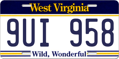 WV license plate 9UI958