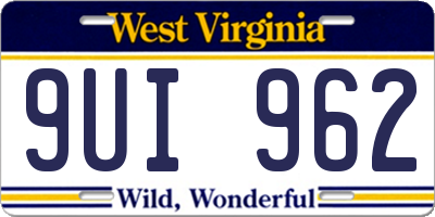 WV license plate 9UI962
