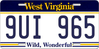 WV license plate 9UI965
