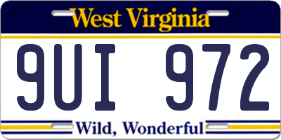 WV license plate 9UI972
