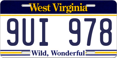 WV license plate 9UI978