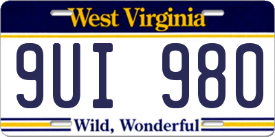 WV license plate 9UI980